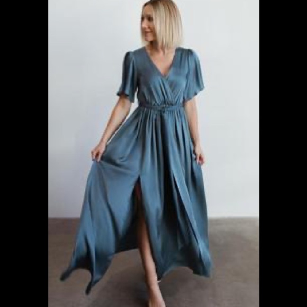 Baltic Born Blue Sicily Satin Maxi Dress